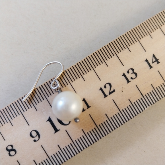 Elegant Sterling Silver Freshwater Pearl Drop Earrings - Picture 4 of 12